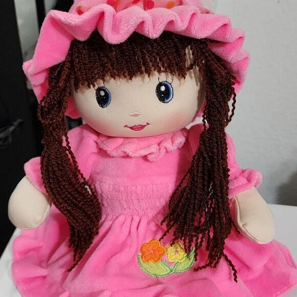 Girls Cute Pretty Pink Rag Doll Stuffed Animal Plush Toy - Picture 3 of 11